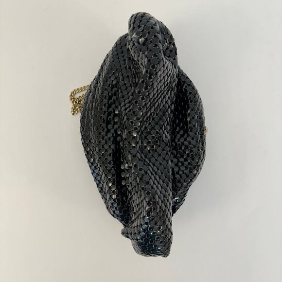 Whiting and David Metal Mesh Black Shoulder Bag Clutch Convertible Strap - Picture 5 of 11